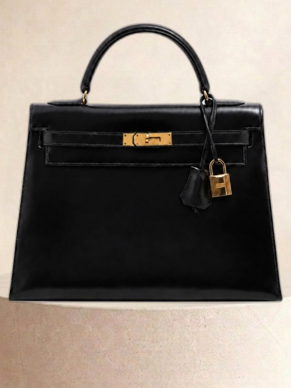 Hermes Kelly 32 Sellier Black Box Calf GHW